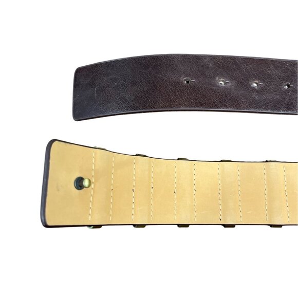 Brown Leather Belt With Gold Accents By W By Worth Size M main image 8